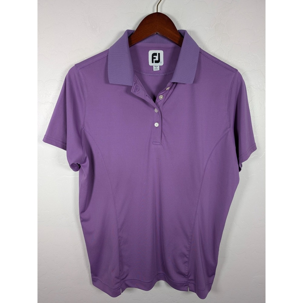 Footjoy Polo Shirt Top Women Large Purple 1/4 Button Up Stretch Athleisure Golf